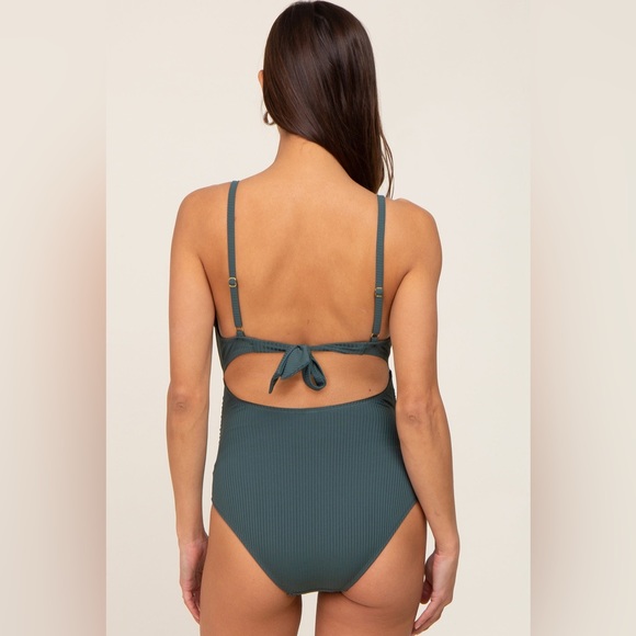 PinkBlush ribbed ruffle trim one piece swimsuit nwot - Picture 2 of 5